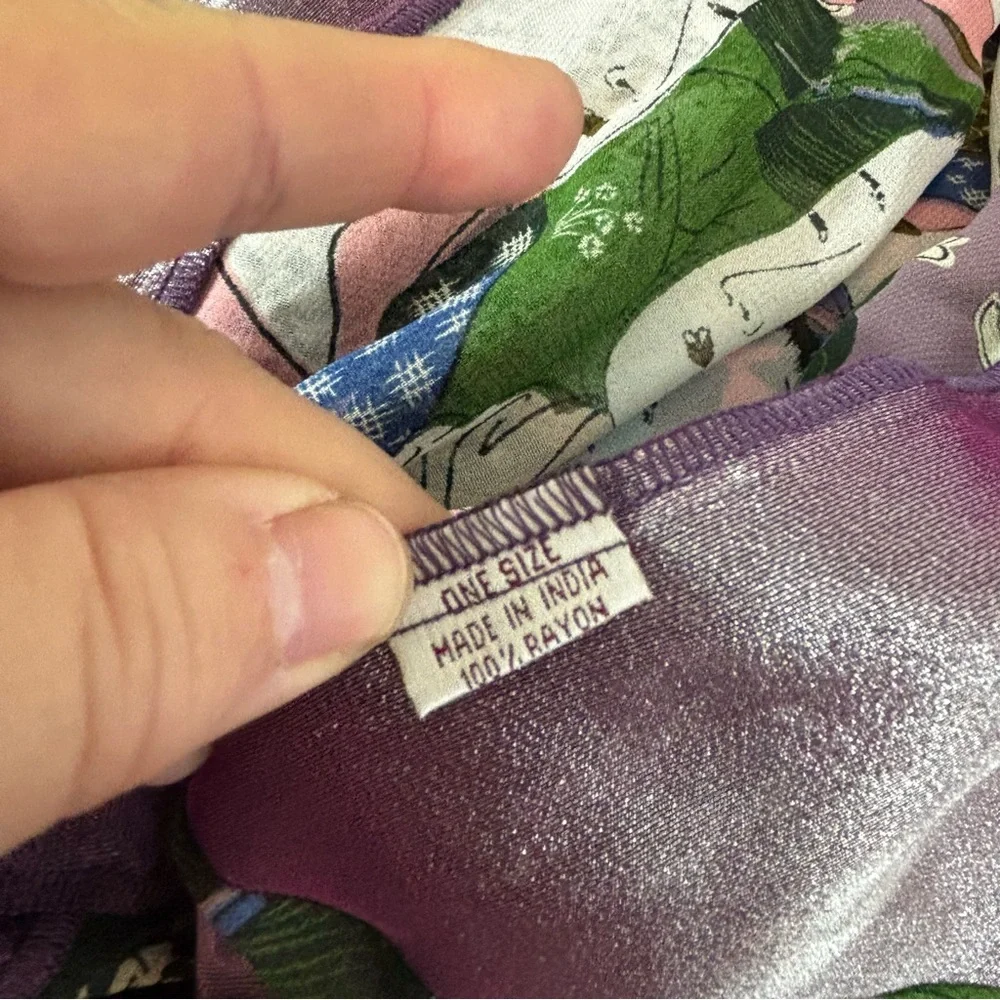 Sterling Styles kimono top purple Oriental patchwork pattern one size - Picture 9 of 10